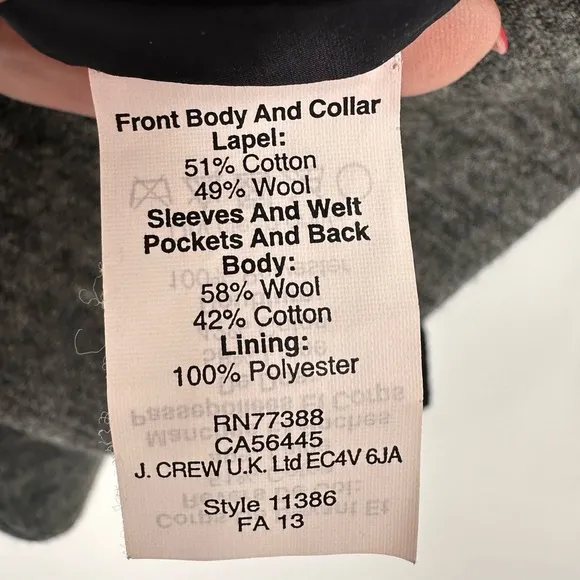 J Crew Schoolboy Contrast Blazer Navy Blue Black Womens 4 Wool Cotton