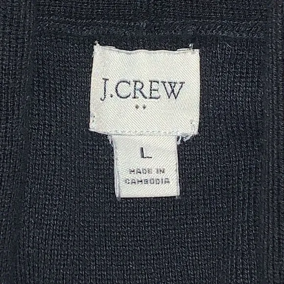 J Crew Shawl Collar Open Front Knit Sweater Blazer Black L