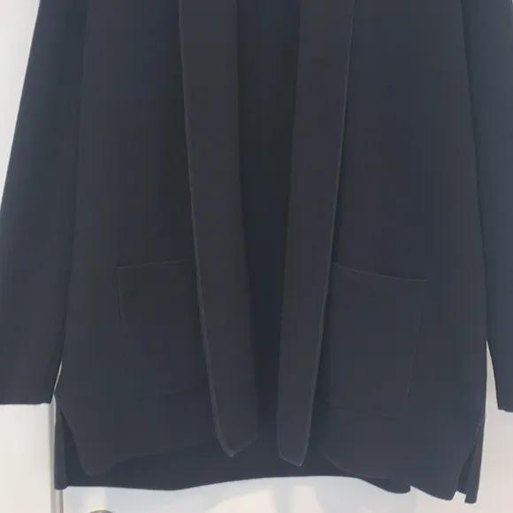 J Crew Shawl Collar Open Front Knit Sweater Blazer Black L