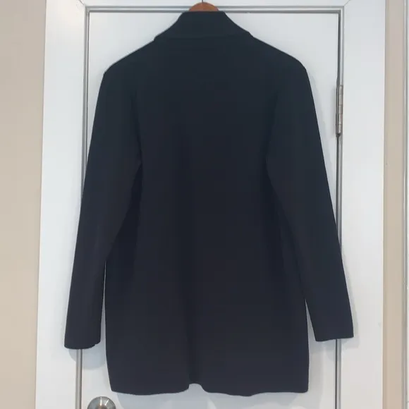 J Crew Shawl Collar Open Front Knit Sweater Blazer Black L