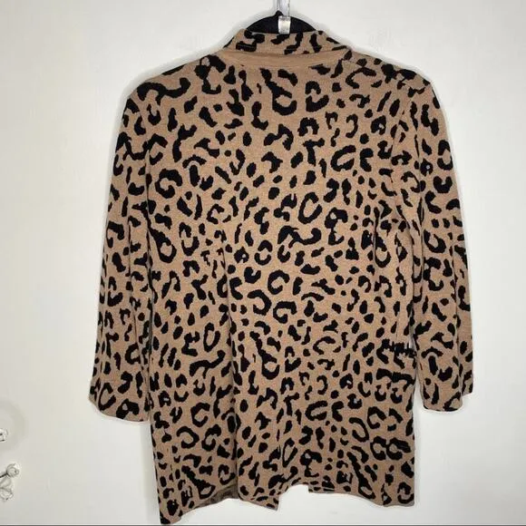 J. CREW Sophie Open Front Sweater Blazer Leopard {3C4}