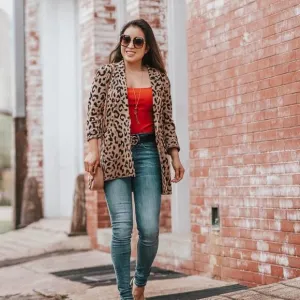 J. CREW Sophie Open Front Sweater Blazer Leopard {3C4}