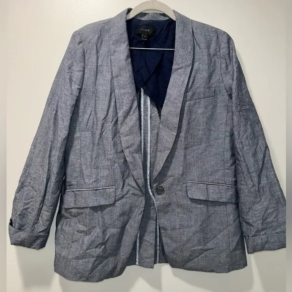 J. Crew Unstructured Shawl Collar Cotton Linen Blazer Sz 6 #S1