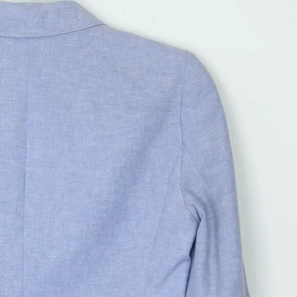 J. Crew Womens Schoolboy Linen Blend 2 Button Blazer Blue Academia Classic