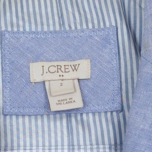 J. Crew Womens Schoolboy Linen Blend 2 Button Blazer Blue Academia Classic