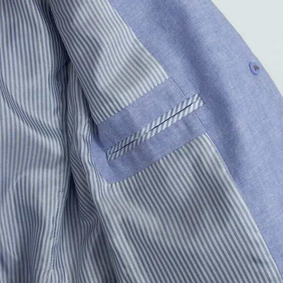 J. Crew Womens Schoolboy Linen Blend 2 Button Blazer Blue Academia Classic