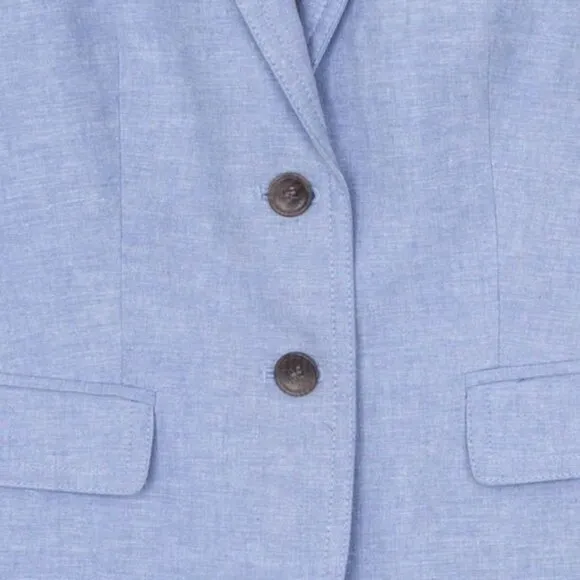 J. Crew Womens Schoolboy Linen Blend 2 Button Blazer Blue Academia Classic