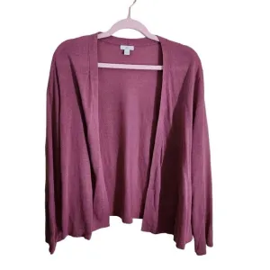 J. Jill Mauve Pink Linen Blend Open Front Cardigan Sweater Size L