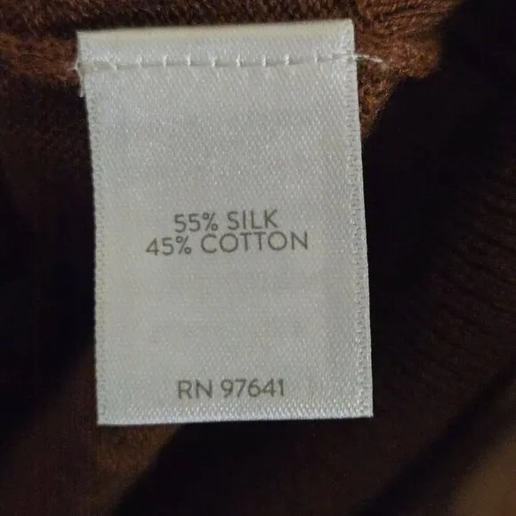 J. Jill Silk Cotton Blend Caramel Brown V Neck Classic Sweater Size S