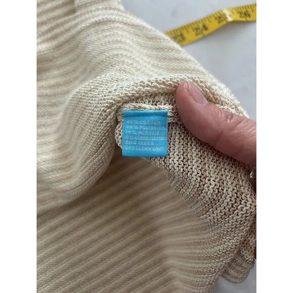 J. McLaughlin Callum Stripped Knit Sweater Womens Size Medium Ivory Tan Beachy