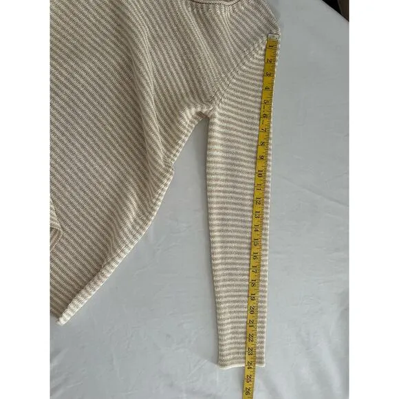 J. McLaughlin Callum Stripped Knit Sweater Womens Size Medium Ivory Tan Beachy