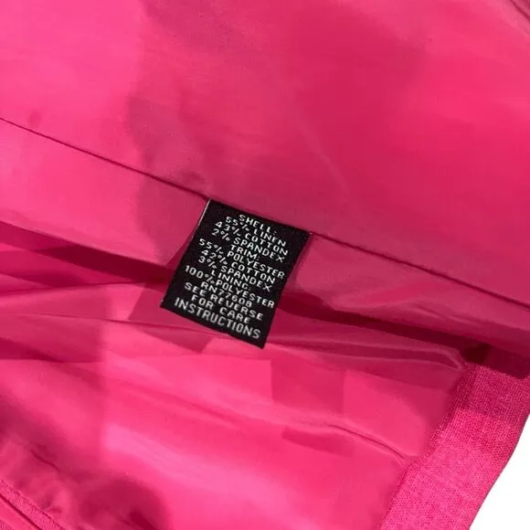 J Peterman Blazer Womens Size 8 Hot Pink 1 Button Linen Blend Career Classic