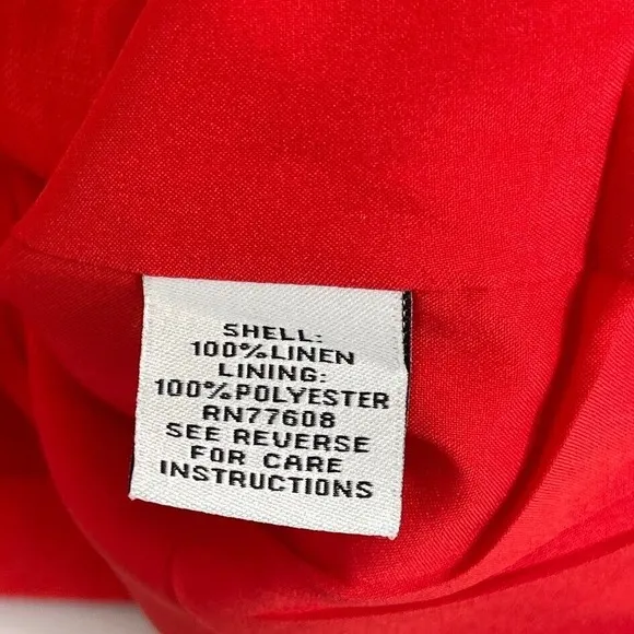 J Peterman Womens Size 12 Large Button Up Blazer Jacket Linen Red Lined Career