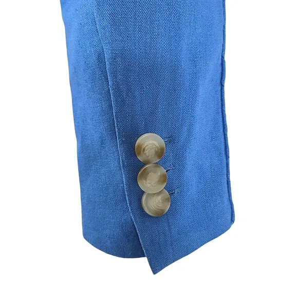 Jason Wu Cropped Braided Linen Blend  Blue Blazer