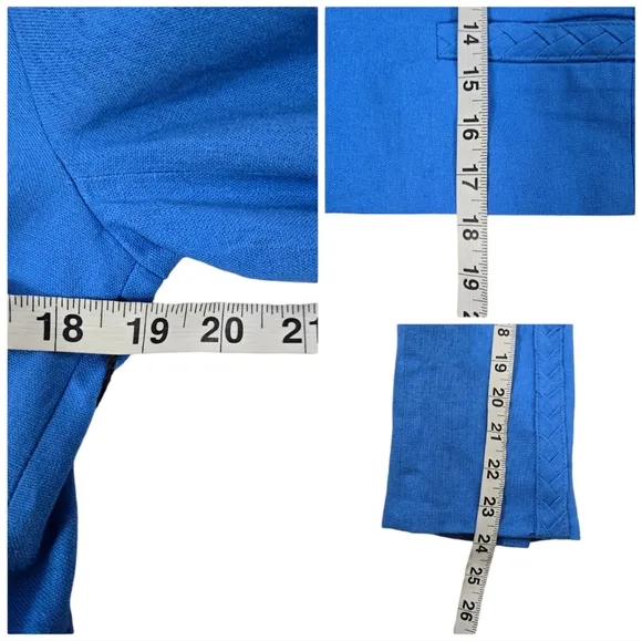 Jason Wu Cropped Braided Linen Blend  Blue Blazer