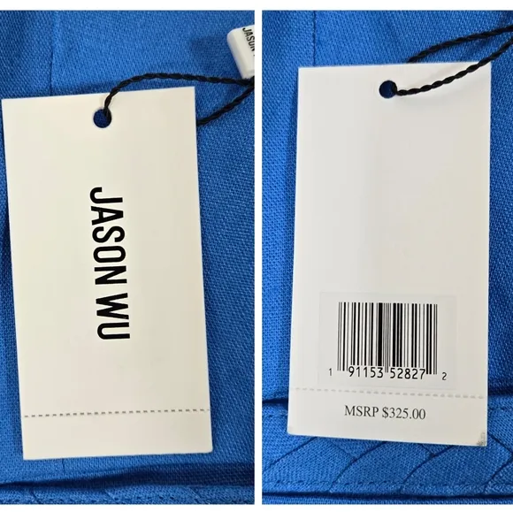 Jason Wu Cropped Braided Linen Blend  Blue Blazer