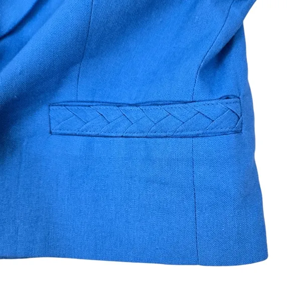 Jason Wu Cropped Braided Linen Blend  Blue Blazer