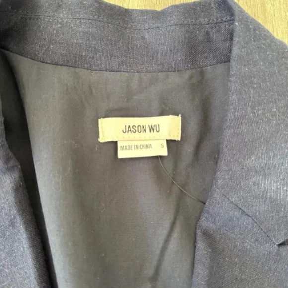 Jason Wu Cropped Linen Plaid Blazer