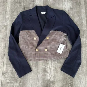 Jason Wu Cropped Linen Plaid Blazer