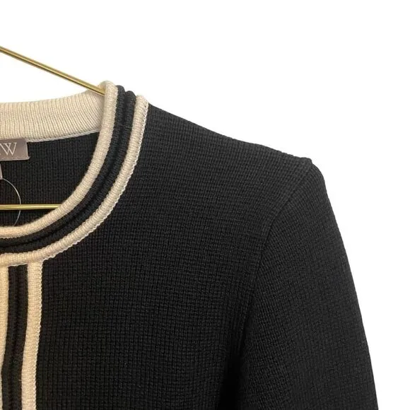J. Crew Black Ivory Emilie Cotton Cardigan Sweater Jacket Size Small NWT