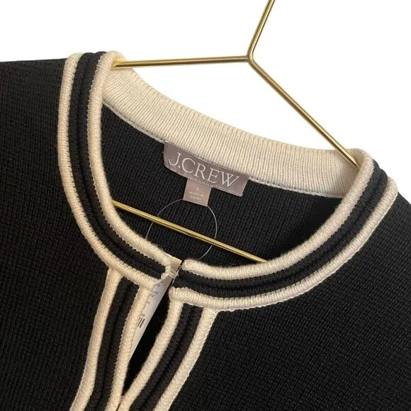 J. Crew Black Ivory Emilie Cotton Cardigan Sweater Jacket Size Small NWT