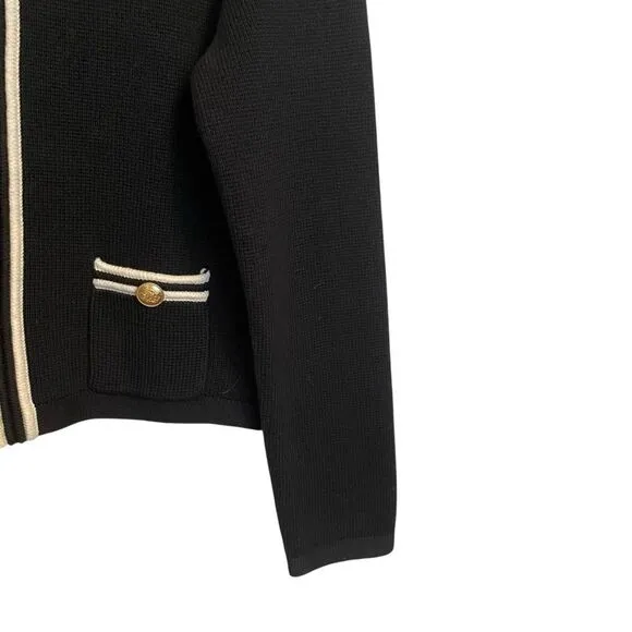 J. Crew Black Ivory Emilie Cotton Cardigan Sweater Jacket Size Small NWT