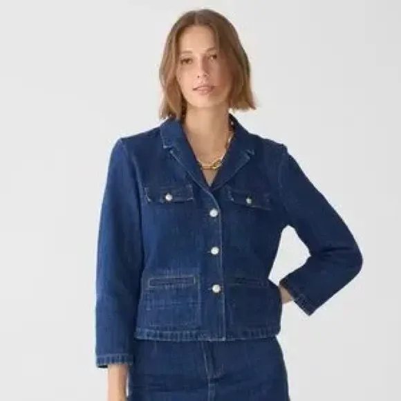 J.Crew Denim blazer-jacket in resin wash NEW