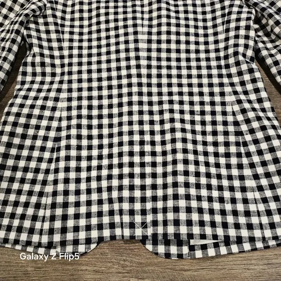 J.Crew Factory Gingham linen-blend Holland blazer