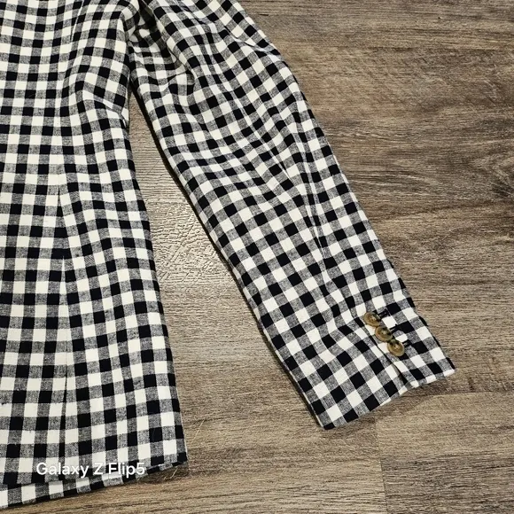 J.Crew Factory Gingham linen-blend Holland blazer