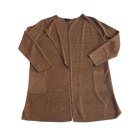 J.Crew Juliette Collarless  Sweater-Blazer In linen Blend  Color Peacan, Size XL