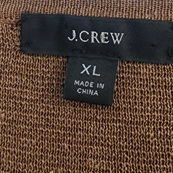 J.Crew Juliette Collarless  Sweater-Blazer In linen Blend  Color Peacan, Size XL