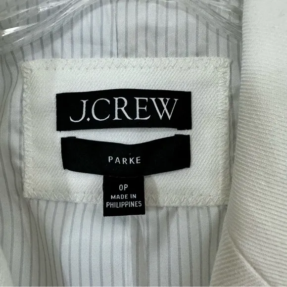 J.Crew Parke Blazer Jacket Women's Size 0P Linen Blend in White BF428 NEW