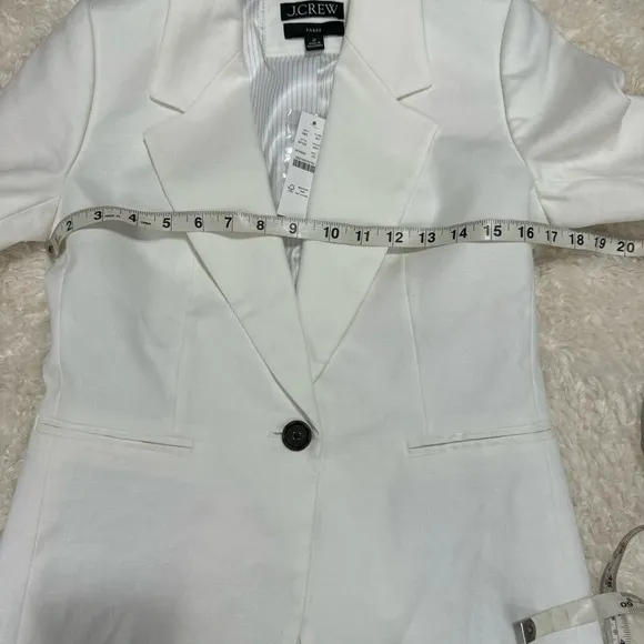 J.Crew Parke Blazer Jacket Women's Size 0P Linen Blend in White BF428 NEW