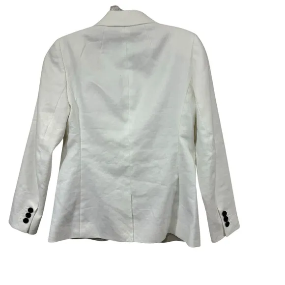 J.Crew Parke Blazer Jacket Women's Size 0P Linen Blend in White BF428 NEW