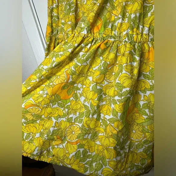 J.Crew Tiered Ruffle Mini Novelty Limone Citrus Floral Yellow Orange Skirt M