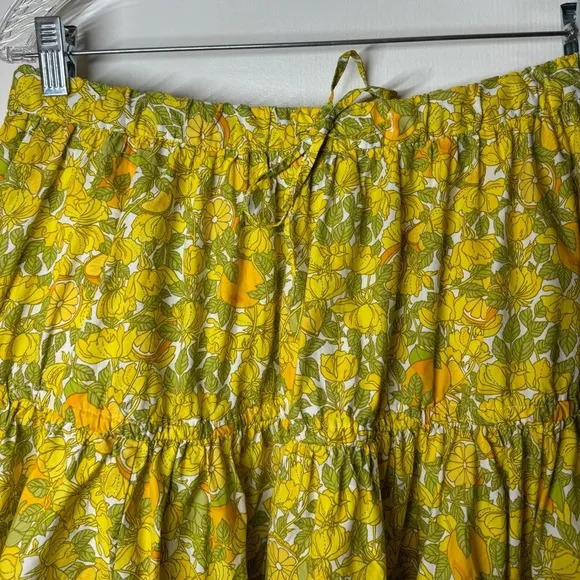 J.Crew Tiered Ruffle Mini Novelty Limone Citrus Floral Yellow Orange Skirt M