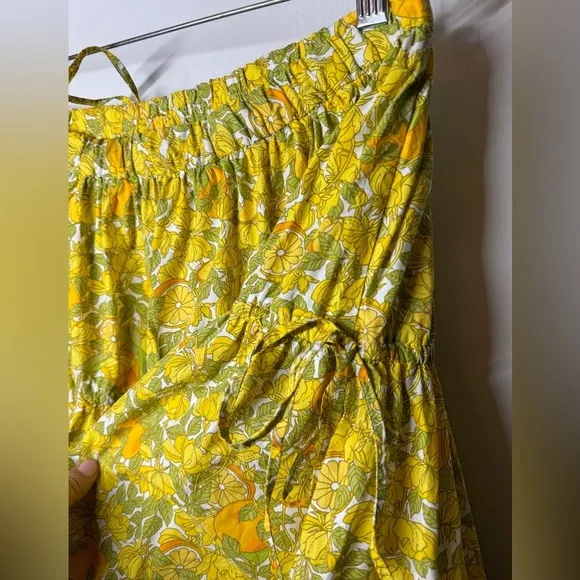J.Crew Tiered Ruffle Mini Novelty Limone Citrus Floral Yellow Orange Skirt M