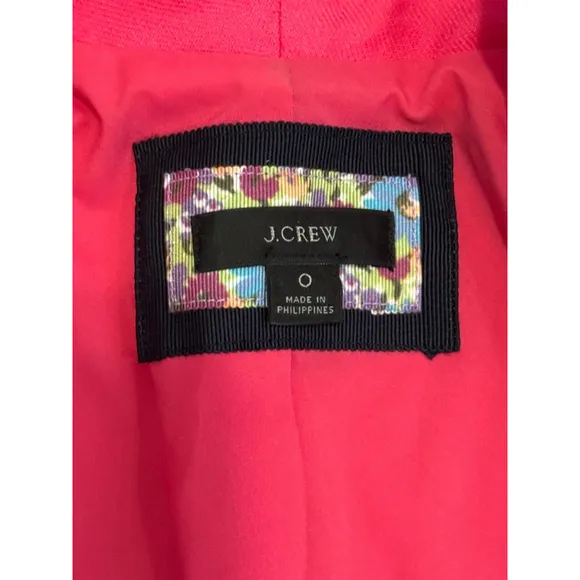 J.Crew Women’s Going Out Stretch Linen Blazer Size 0 Hot Pink Fuchsia​
