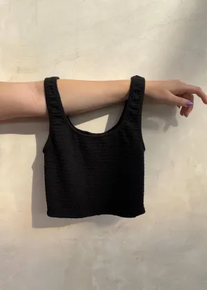 Jenny Smocked Tank Top - Black