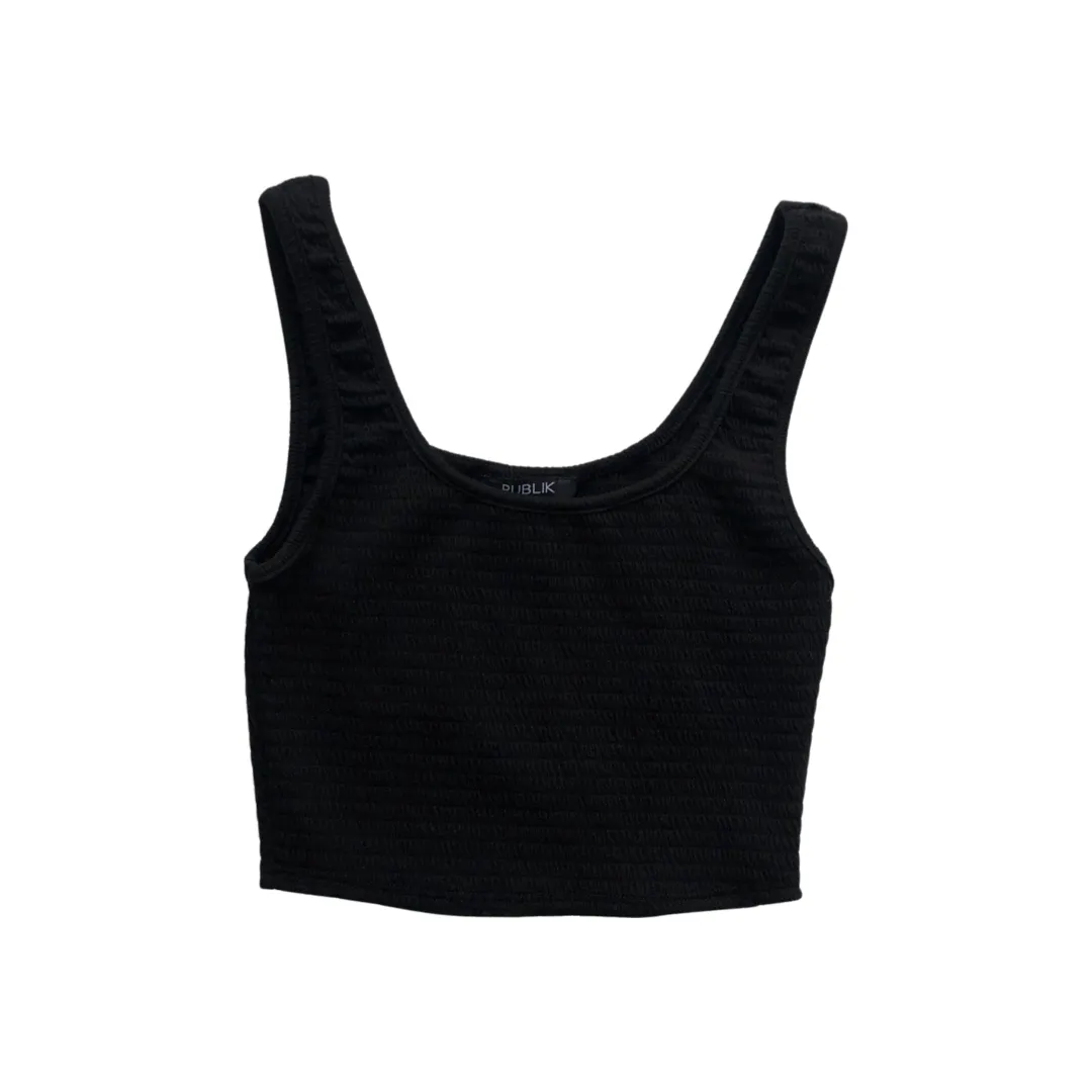 Jenny Smocked Tank Top - Black
