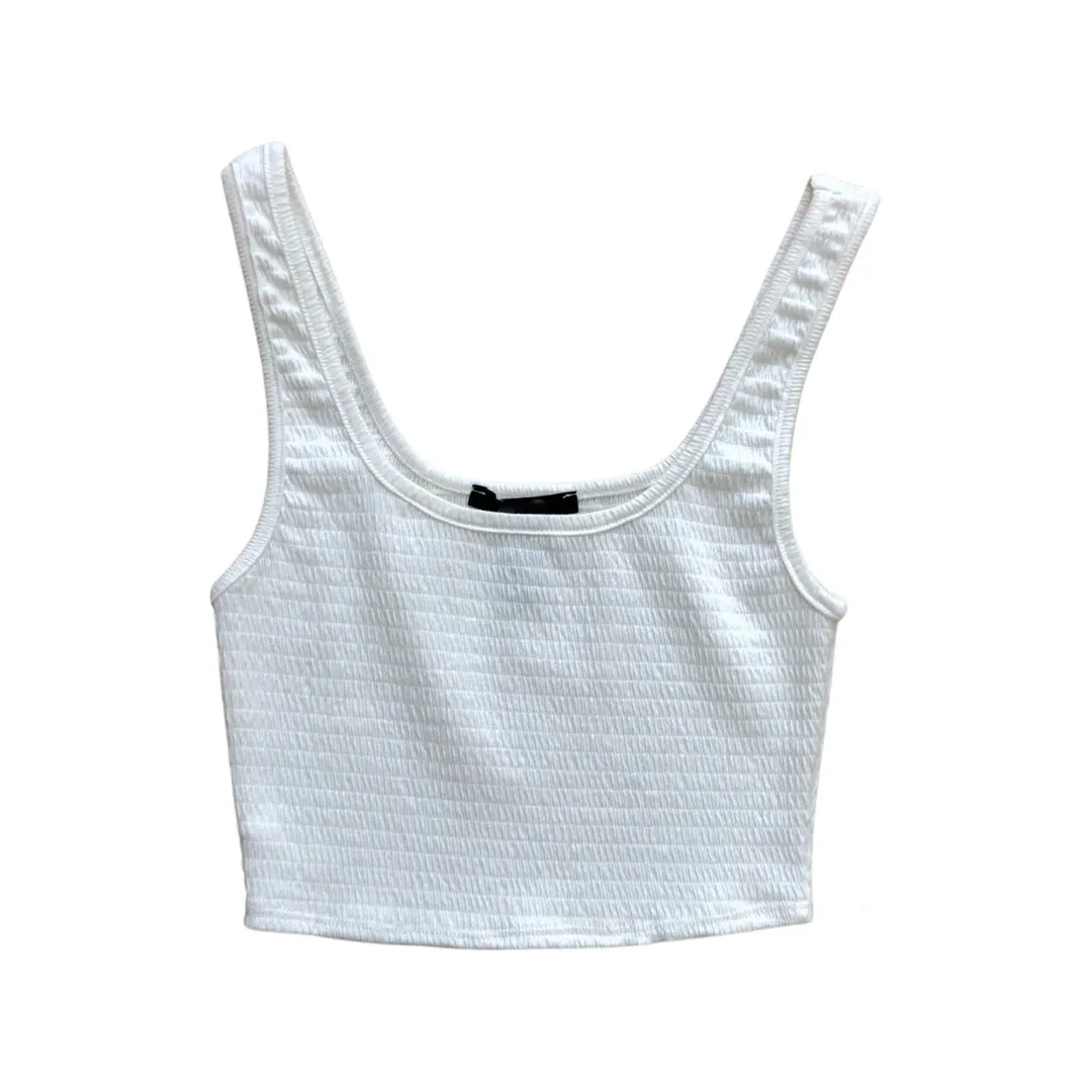 Jenny Smocked Tank Top - White