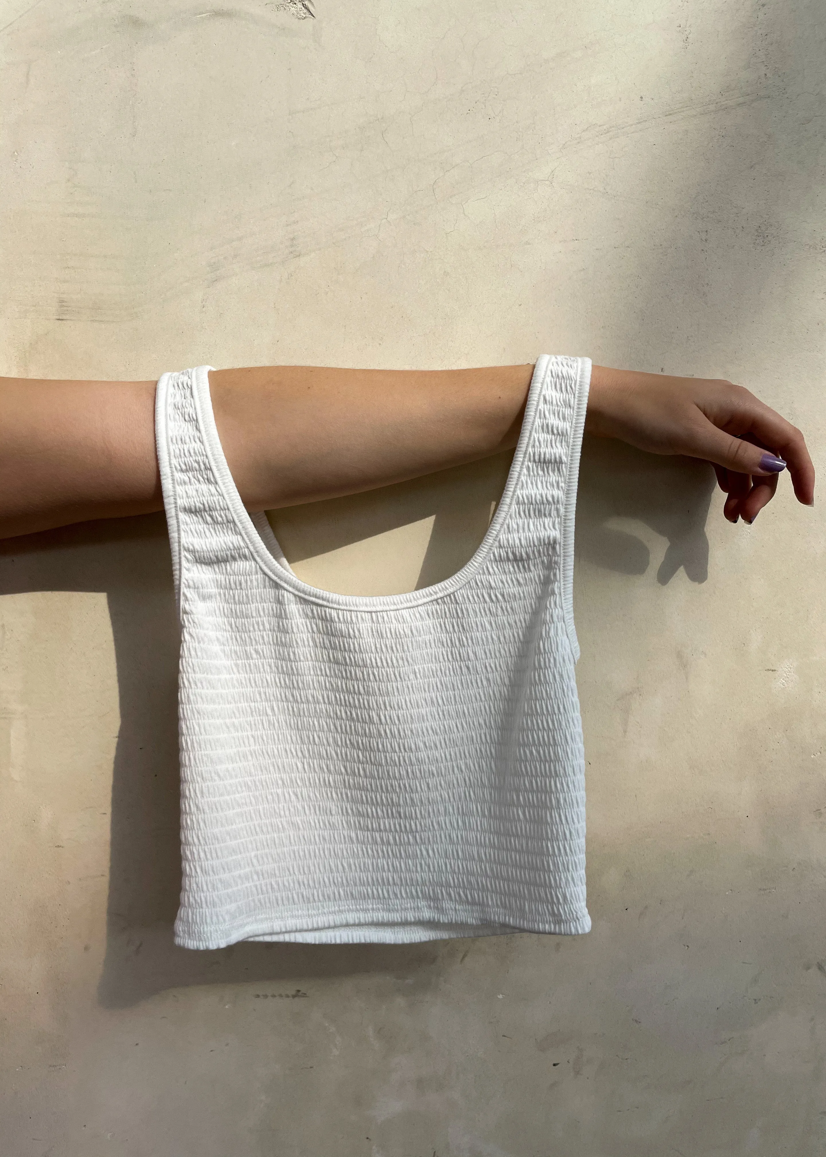 Jenny Smocked Tank Top - White
