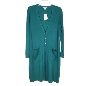 J.JILL Viridian ribbed longline cardigan sweater NWT