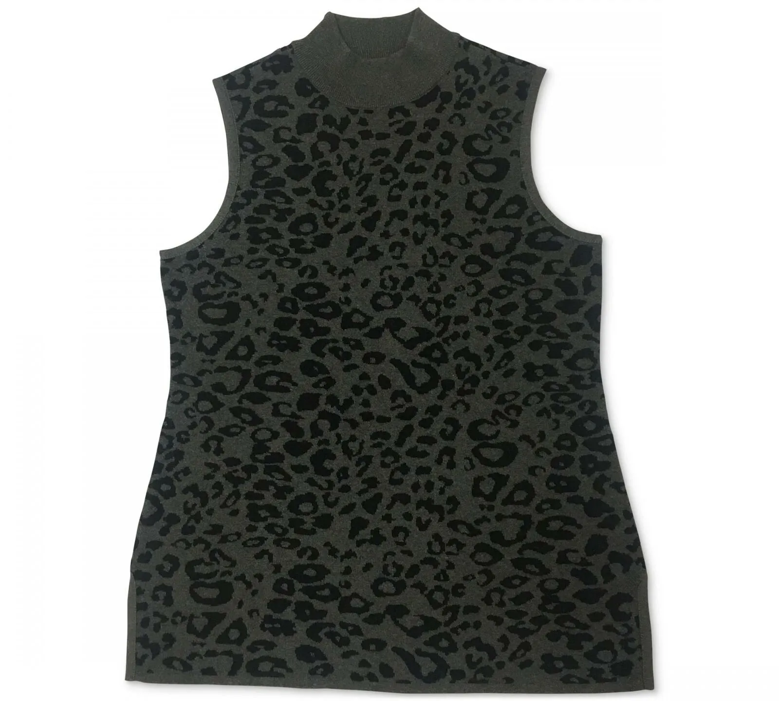 JM Collection Petite Jacquard Sleeveless Mock Neck Sweater Shell