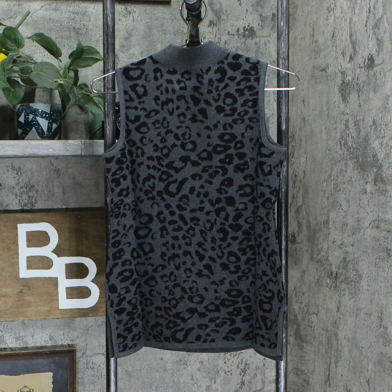 JM Collection Petite Jacquard Sleeveless Mock Neck Sweater Shell