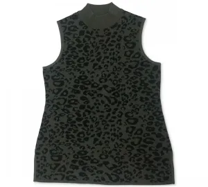 JM Collection Petite Jacquard Sleeveless Mock Neck Sweater Shell