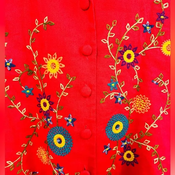 John Roberts VTG Embroidered linen Shirt Blazer
