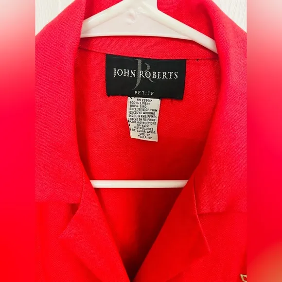 John Roberts VTG Embroidered linen Shirt Blazer