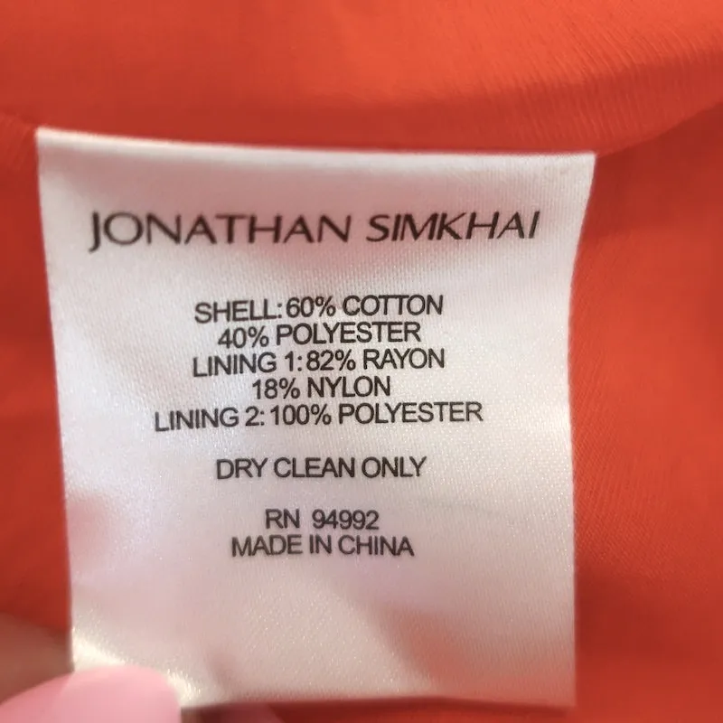 Jonathan Simkhai Marny Puff Sleeve Pleated Wrap Dress Orange Size Large