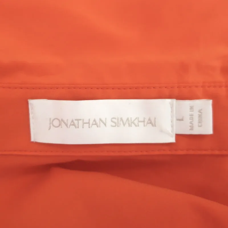 Jonathan Simkhai Marny Puff Sleeve Pleated Wrap Dress Orange Size Large